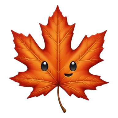 emoji, feuille d'érable couleur vermeille, deux yeux ronds noirs brillants sticker