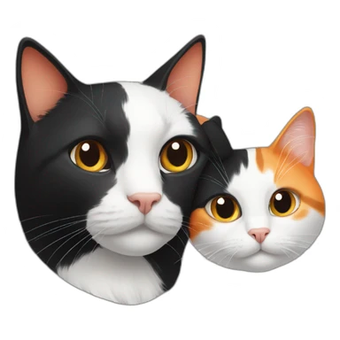 black cat and white orange cat together sticker