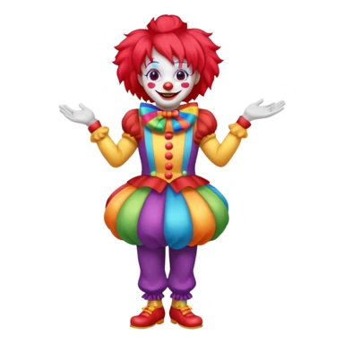 Clown – Bright makeup, red nose, colorful wig, exaggerated smile, full body sticker