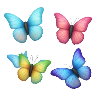 Create an emoji that contains a white heart with three colorful butterflies flying out of it. sticker