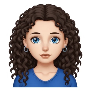 white girl, dark brown long slightly curly hair , skinni but with big breast , septum piercing on nose, beautiful dark gray-blue eyes, sticker