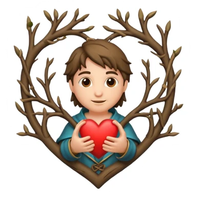 nature bard character heart sign with branches sticker