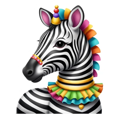 Vintage circus zebra wearing colorful neck ruffles sticker