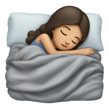 Brunette girl sleeping with grey blanket  sticker