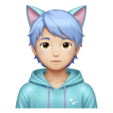 Cute Sexy Handsome Shiny Sparkly Attractive Pastel Asian Anime Catboy with a hoodie  sticker