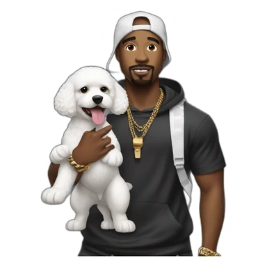 rapper man flexing with a bichon sticker