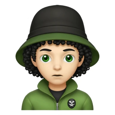 alien with robber mask concerned curly hair and robber outfit hat sticker