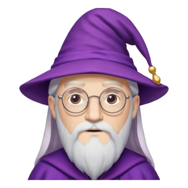 dumbledore, white hair, wear purple magic hat, glasses sticker