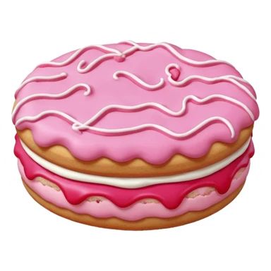 A pink Crumbl cookie with red cream inside sticker