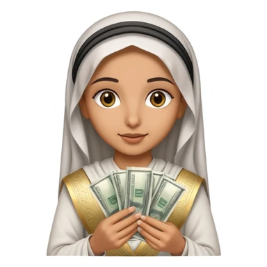 Arab girl with money sticker