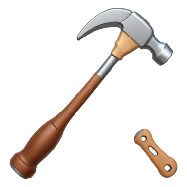Generate a highly detailed, realistic 3D icon of a standard claw hammer in the minimalist Apple app icon style, like those seen in iOS or macOS apps—clean, elegant, with subtle depth, smooth curves, and professional rendering sticker