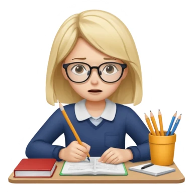 girl doing homework looking stressed sticker
