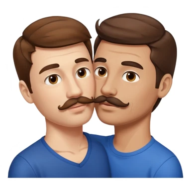 Kissing bf and brwon your hir andA man with a mustache sticker