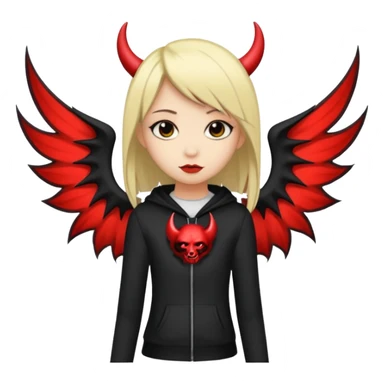 A black and blonde haired girl with a devils wing and tail and she's emo sticker