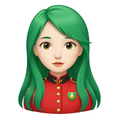 green haired scout girl with red uniform and long hair sticker