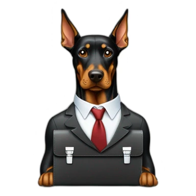 Doberdore dog (floppy ears) in tie and with briefcase  sticker