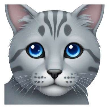 crea un gato color gris con ojos azules y virolo sticker