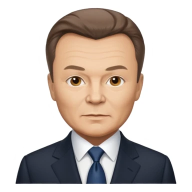 iPhone emoji style portrait of Viktor Yanukovych, Ukrainian ex-president, with realistic facial resemblance, formal suit sticker