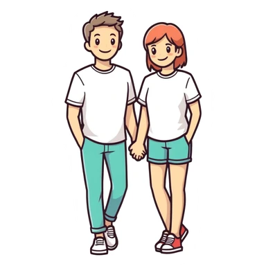 smiling couple in casual attire sticker