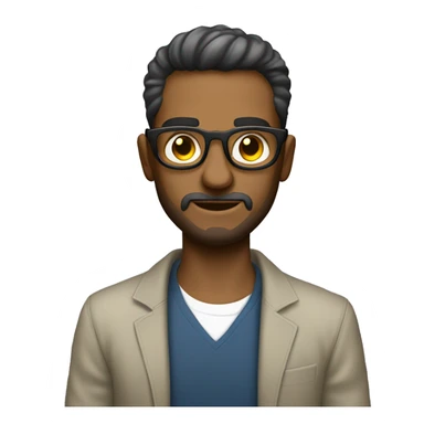 hombre con pelo atado, lentes circulares y barba, vestido con ropa urbana sticker