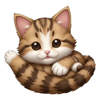 dark brown tabby and white kitten upside down with eyes closed sticker