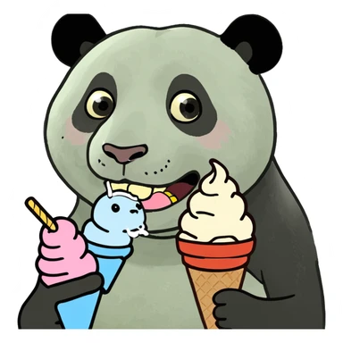 Panda eating ice cream sticker