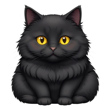 Small fat black cat with yellow eyes sticker
