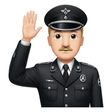 Hitler raising one hand straight up like a salute in Black SS uniform  sticker