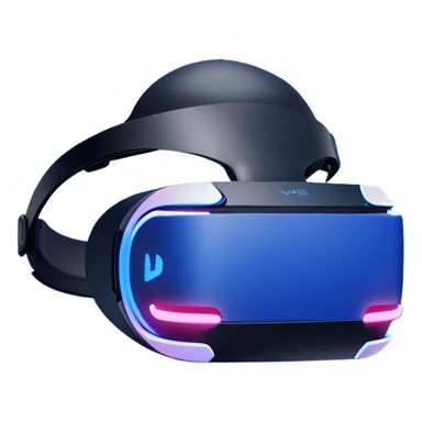 Clash of Clans aesthetic: Cinematic Playful PlayStation VR Headset Portrait Emoji, rendered in a 3D vector-style similar to standard emojis with minimal shading and bold, simplified shapes. A compact, distinct form with signature details, softly glowing with a cutting-edge console technology charm. Simplified yet unmistakably iconic, highly detailed and consistent, glowing with a soft radiance and high shine. Stylized with a touch of technological advancement and a soft glowing outline, capturing the essence of a beloved gaming relic with a friendly, playful manner! sticker