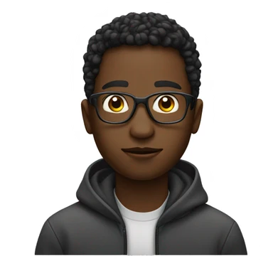 black young man who's intrested in computer sience and wheres glasses sticker