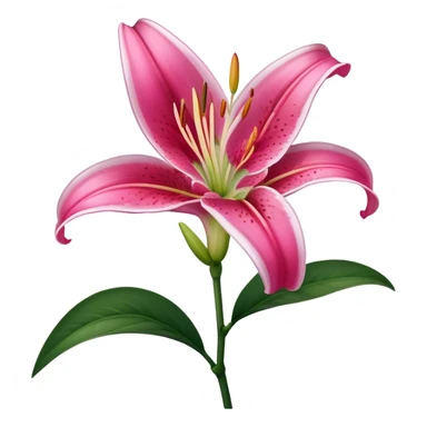 single Deep Pink Oriental Lily with White Edge, straight stem sticker