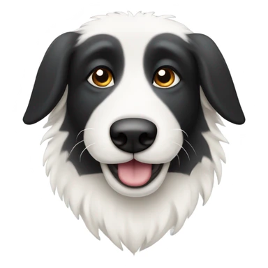 Half white half black sheepdog face where left half is white sticker
