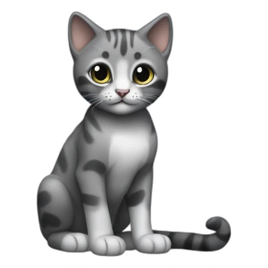 full body grey and black playful baby skinny cat sticker