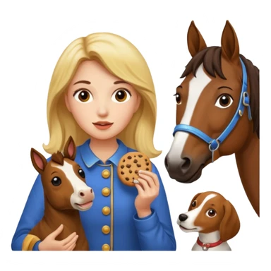 Ein Pferd ein Hund zwei Frauen essen Kekse  sticker