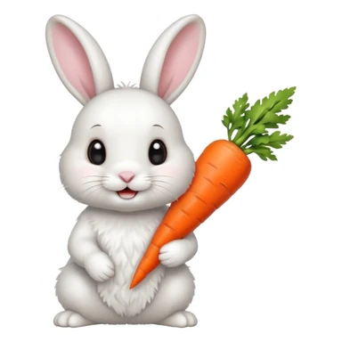 cute white bunny with a carrot sticker