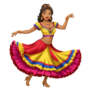 Colombian salsa dancer in colorful dress, dancing with passionate movement, traditional Colombian style sticker