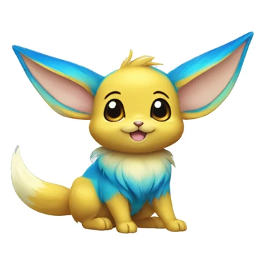 Shiny Colorful Yellow Blue Electric Mouse Eevee sticker
