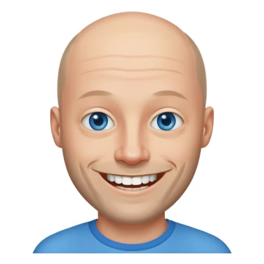 homme yeux bleus presque chauve et une barbe courte moins de chevaux et sourir sticker