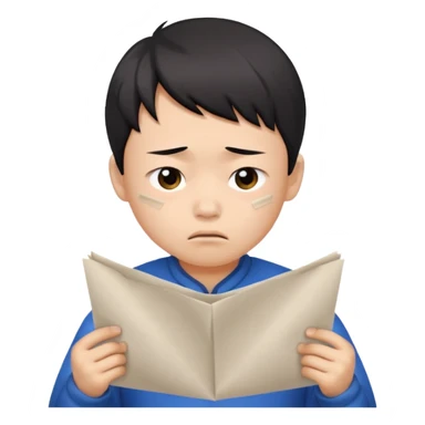 Envy - feeling of discontent at another\'s advantages or possessions - young chinese boy tearing up papers sticker