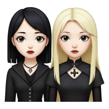 Asian girl black hair and blonde white girl dressed goth sticker