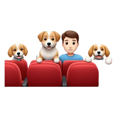 3d realistic interior of movie with dog theater with people  sticker