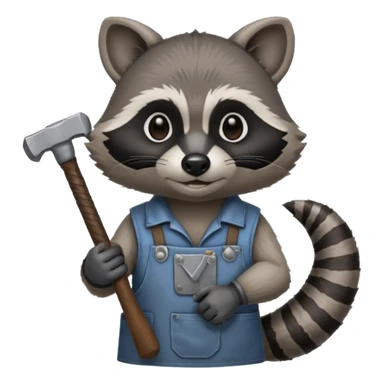 blacksmith racoon holding hammer sticker