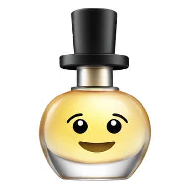 smiling perfume with black cap sticker