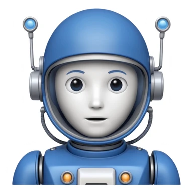 tête de robot cosmonaute bleu et blanc avec une antenne sticker