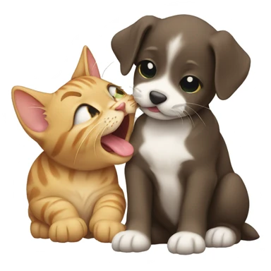 Puppy licking cat sticker