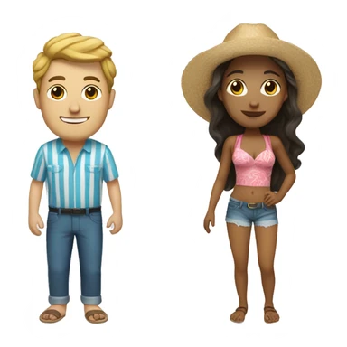 One Latina and one white guy on a beach sticker