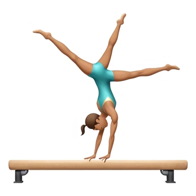 An artistic emoji of a professional sports acrobat performing a stunning balance pose on a narrow beam. The acrobat showcases perfect control, flexibility, and strength, executing an elegant handstand. The background features a bright gymnastics arena with spotlights. sticker