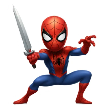 Spider-man with a brave sword in a slicing pose sticker