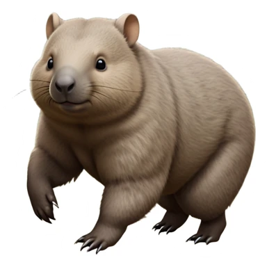 cinematic-stout wombat-realistic-fluffy full-body-waddling-emoji,-stout-muscular-frame-covered-in-coarse-brown-fur,-short-powerful-legs-trotting-determinedly-through-bushland,-round-dark-eyes-filled-with-calm-confidence,-tiny-rounded-ears-twitching-slightly,-strong-digging-claws-visible-on-sturdy-paws,-simplified-yet-realistic-focused-features,-highly-detailed,-glowing-with-a-subtle-earthy-glow sticker
