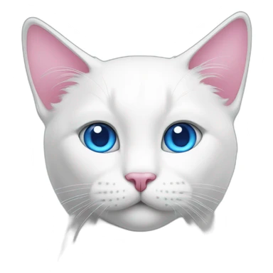 White cat with pink ears and blue eyes sticker